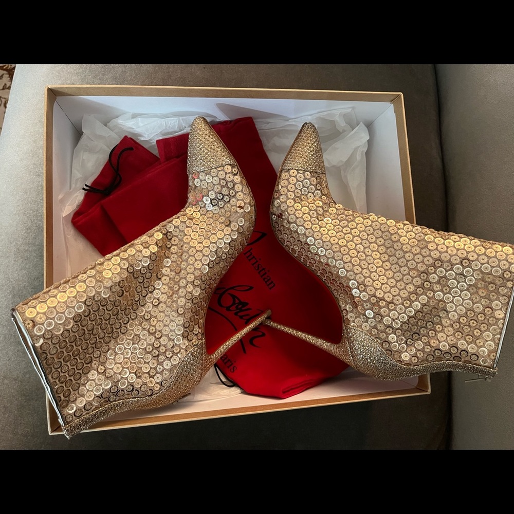 Christian Louboutin gold booties - authentic